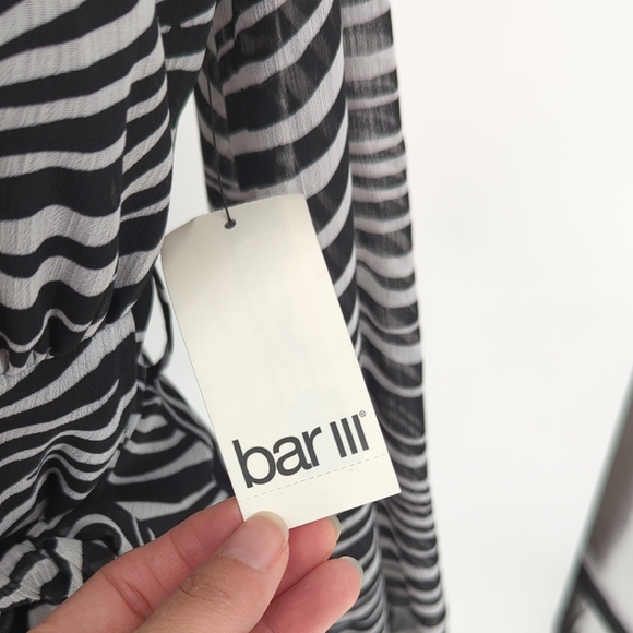 30067 NEW Bbar III Zebra Chiffon Dress Black White size Medium animal retro - Picture 6 of 9